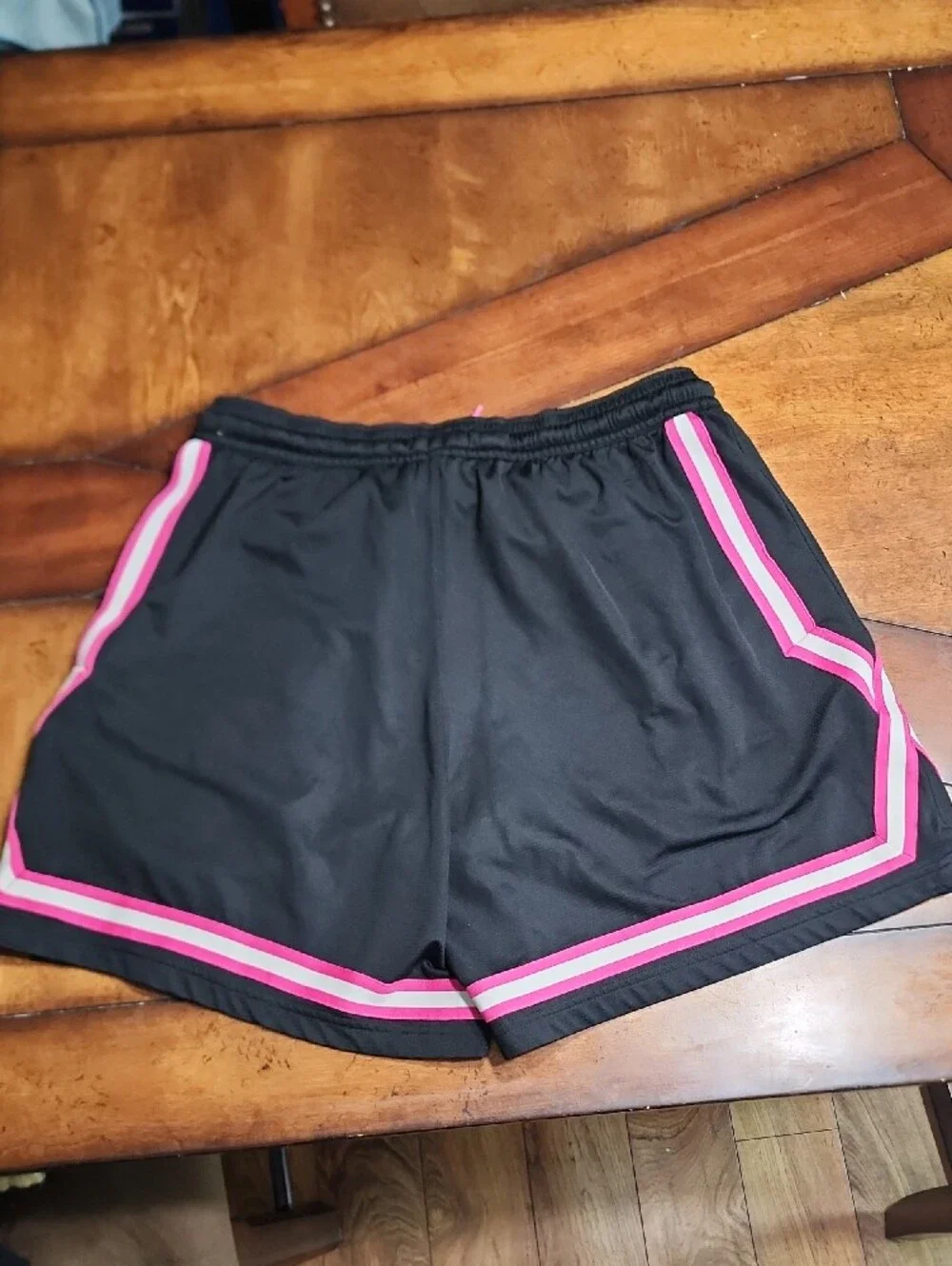 L Nike Women’s Black Athletic Shorts with Pink Trim